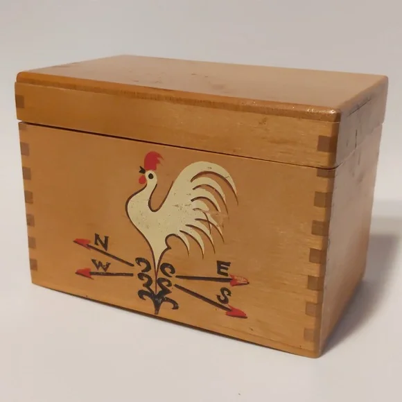 The Redbird Line Canister Recipe Box VTG Japanese Wood Box - Picture 2 of 9